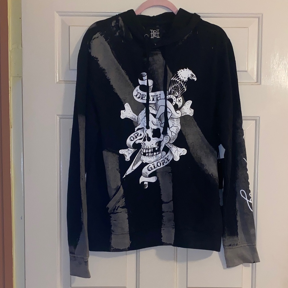 NWT HDE Black & Gray Graphic Hoodie, Size M
